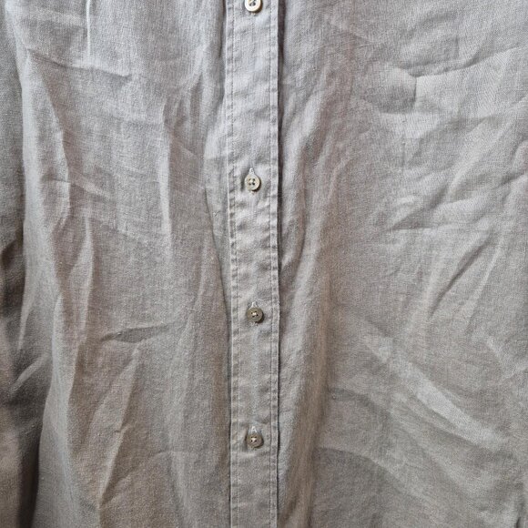 Lauren Ralph Lauren Top Womens 3X Beige 100% Linen Button Up Shirt Long Sleeve - Picture 6 of 8